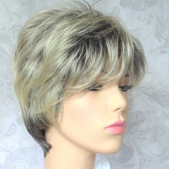 Short Dark Brown Blonde High Heat Resistant Wig main image 6